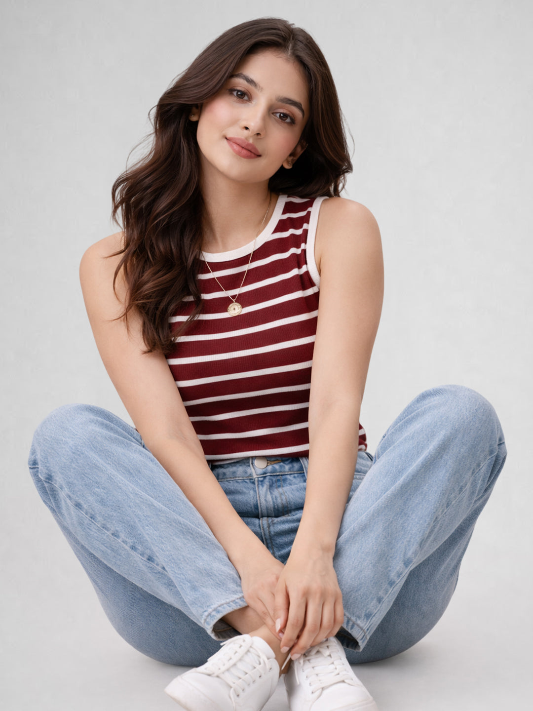 Women Cotton Striped Sleeveless Casual Tank Top