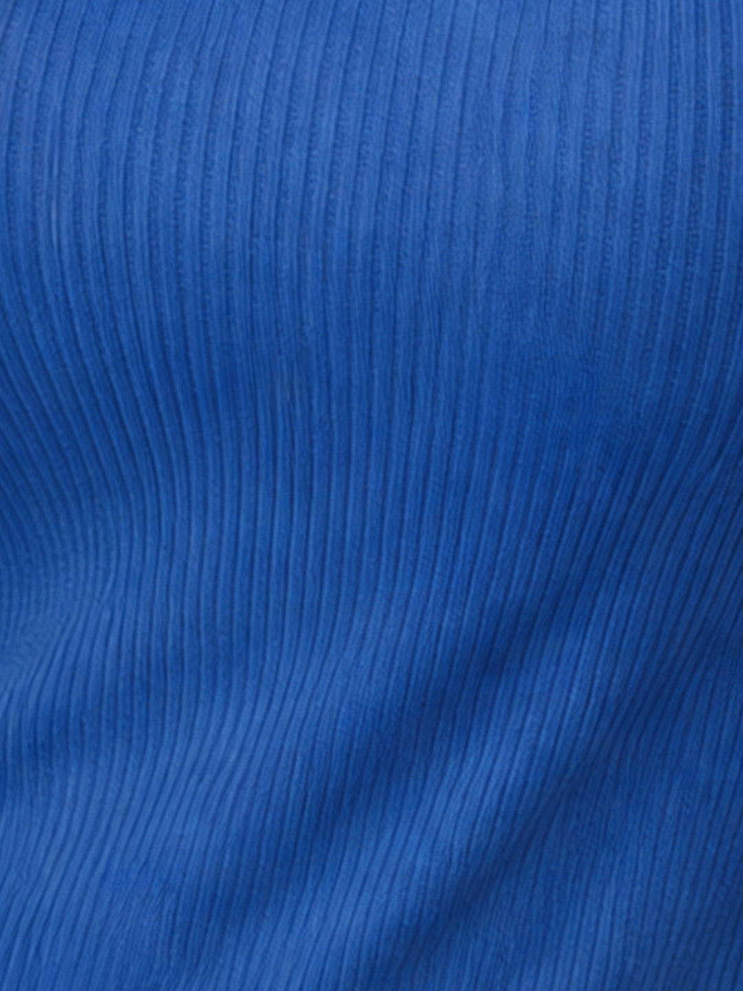 Women Ribbed High Neck Sleeveless Crop Top – Blue