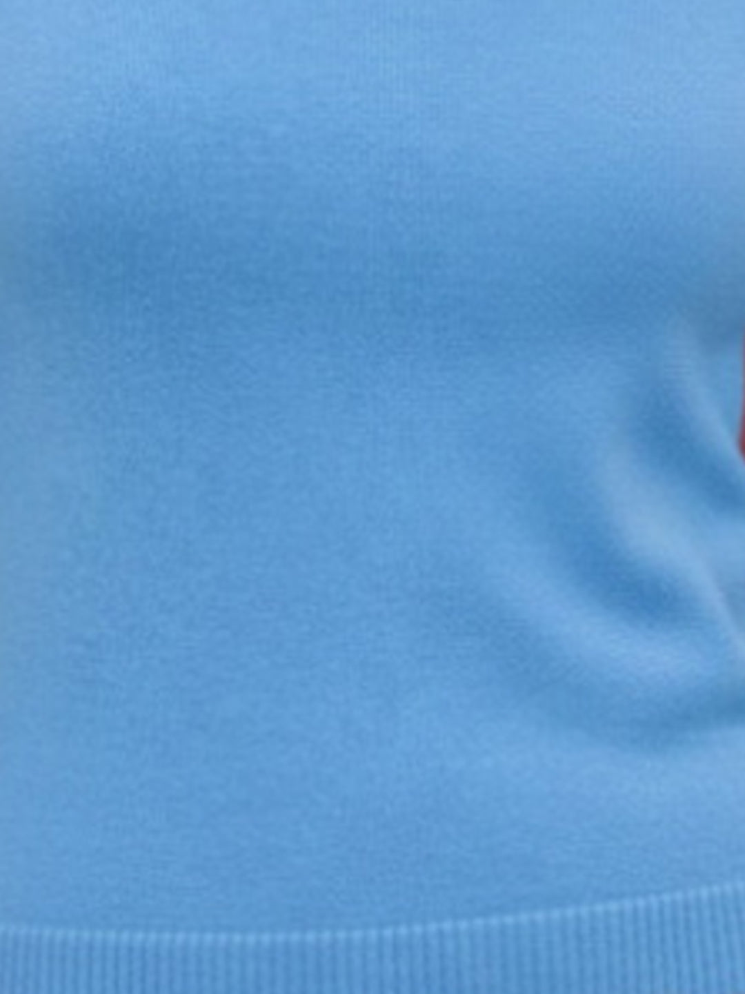 Women Cotton Ribbed Scoop Neck Half Sleeve Top Blue