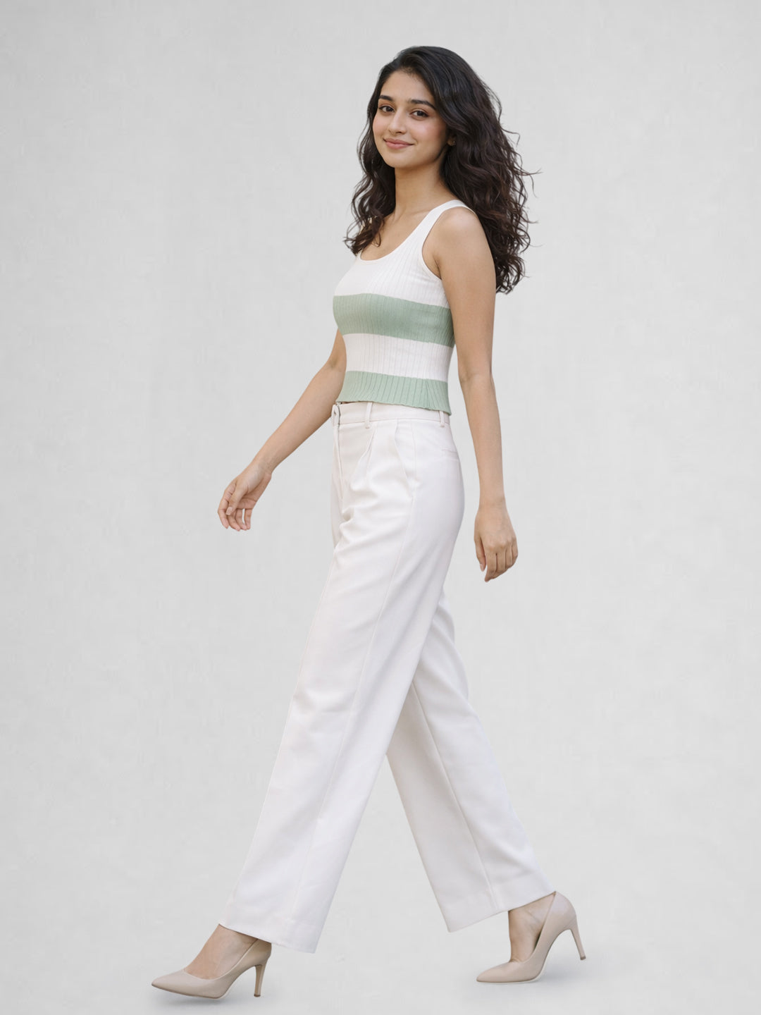 Women Cotton Ribbed Colorblock Sleeveless Crop Top – Sage Green