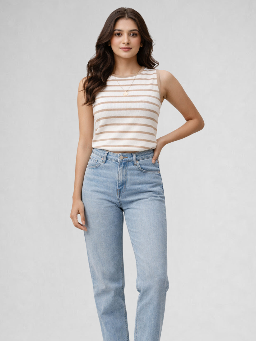 Women Cotton Striped Sleeveless Casual Tank Top
