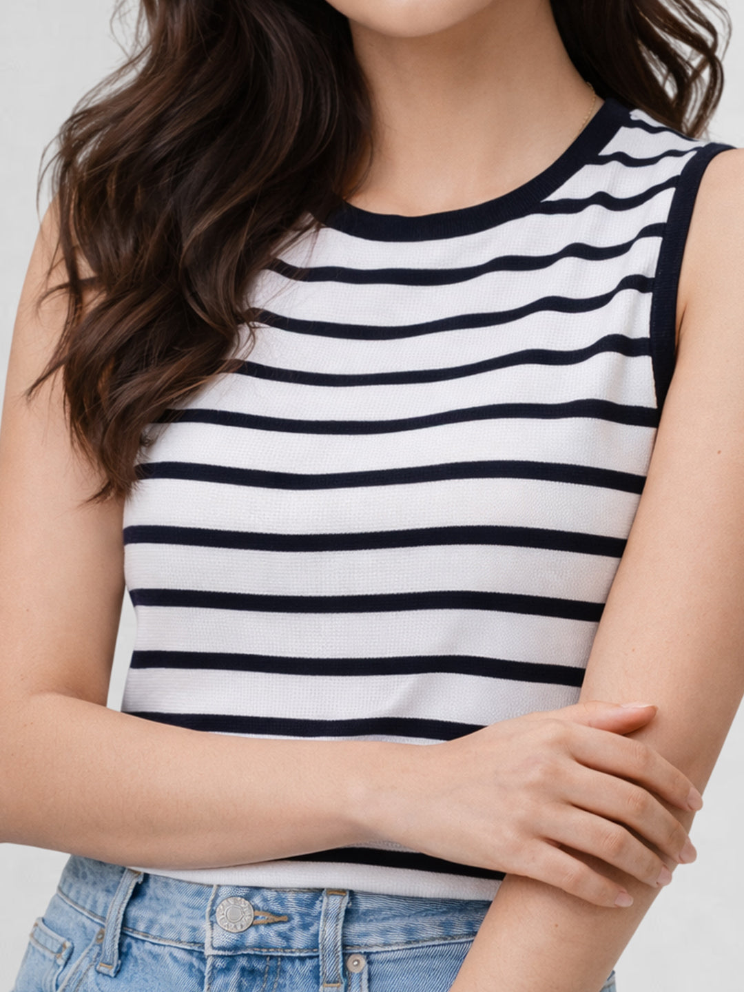 Women Cotton Striped Sleeveless Casual Tank Top