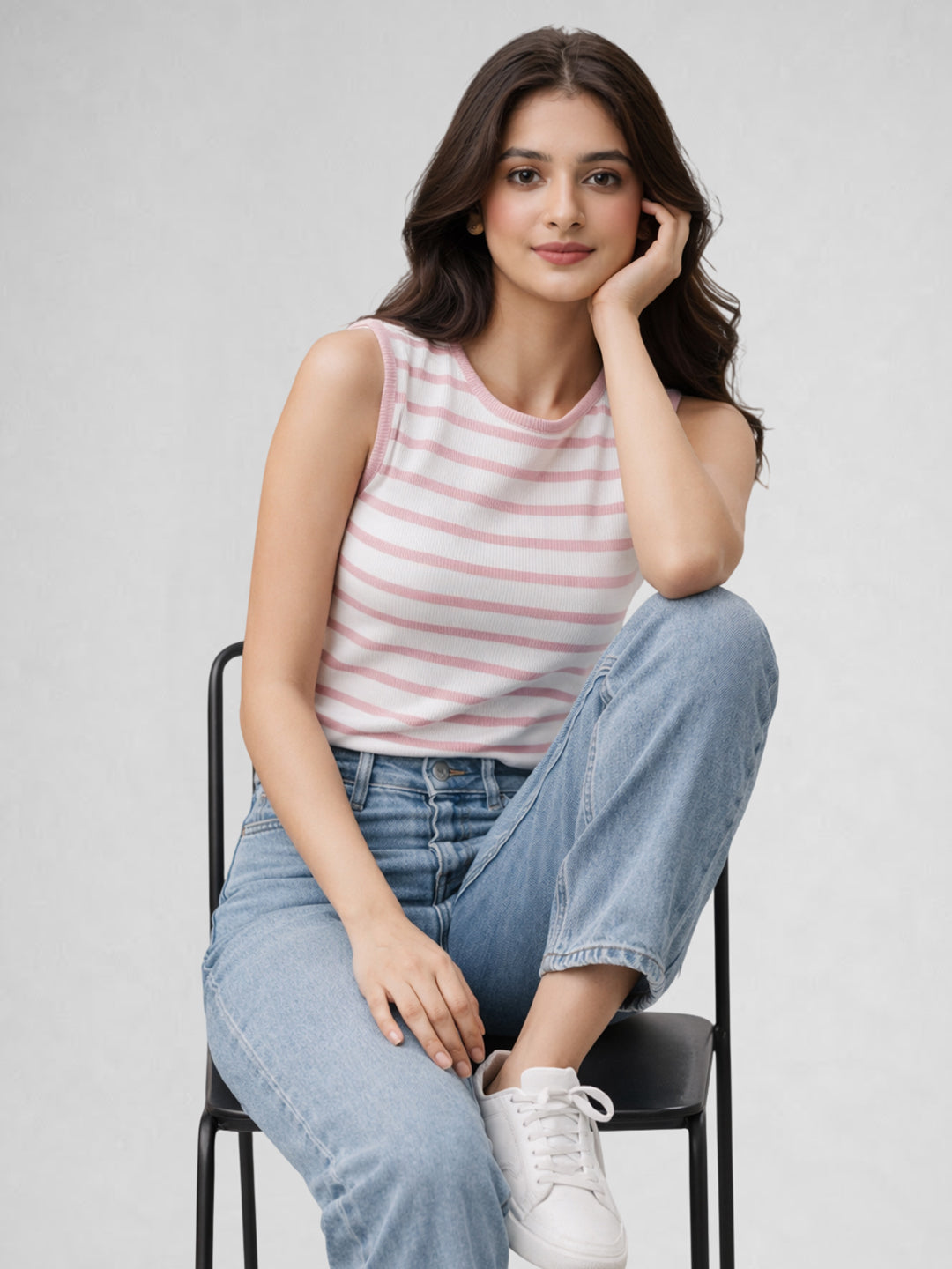 Women Cotton Striped Sleeveless Casual Tank Top